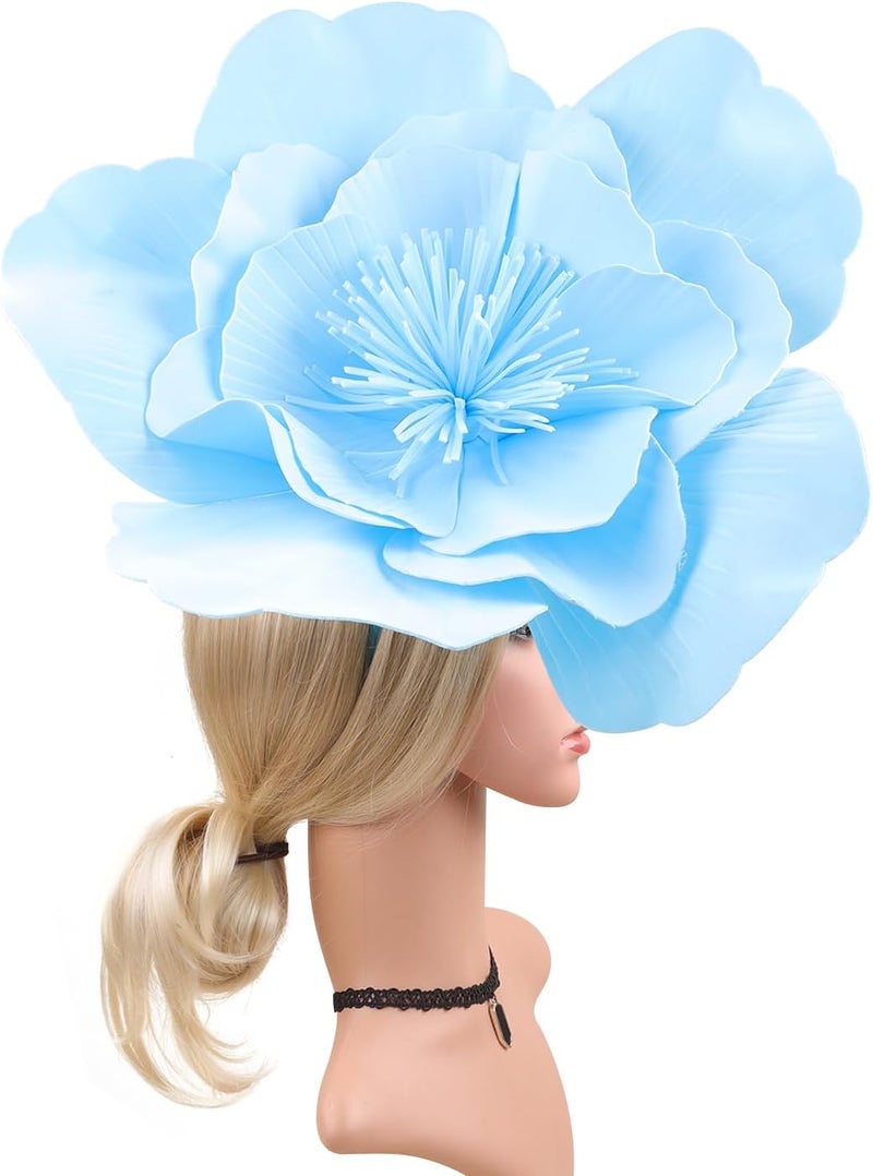 LDFWAY Large Flower Fascinators for Girls Women Tea Party Cocktail Headwear Derby Hats with Headband and Clip for Wedding - Image 3